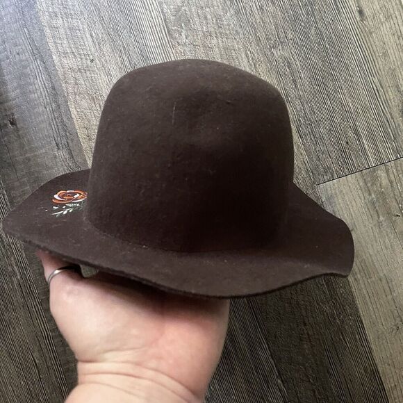 San Diego Hat Co Brown Wool Crown Hat Floral Embroidery One Size - Picture 2 of 7